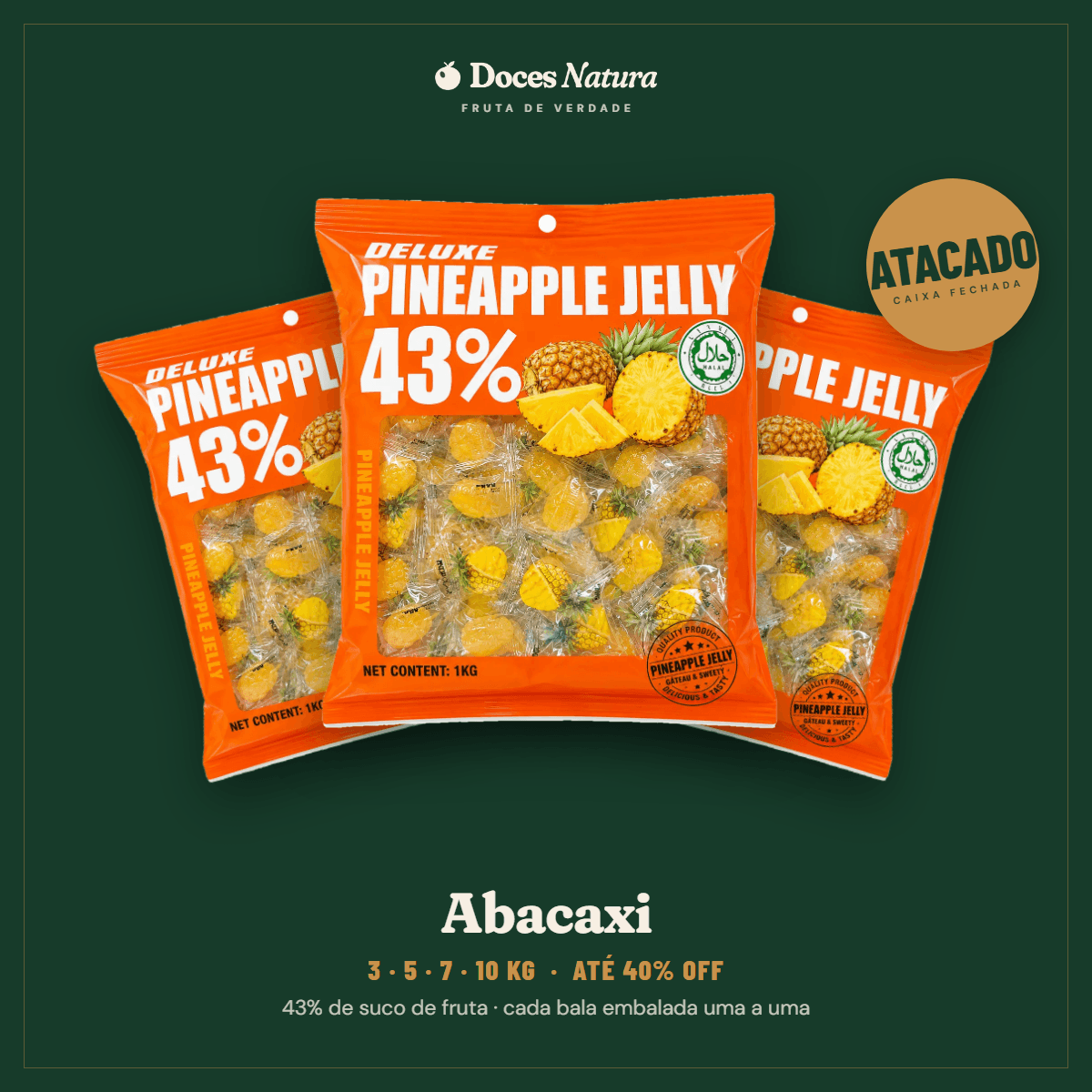 Atacado — Abacaxi · Bala Jelly 43% Suco de Fruta