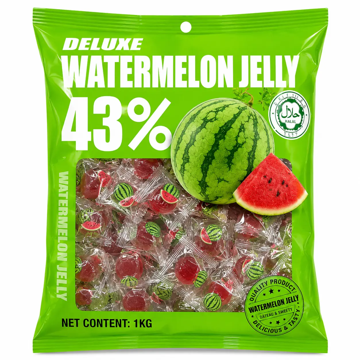Bala Jelly de Melancia — 43% Suco de Fruta