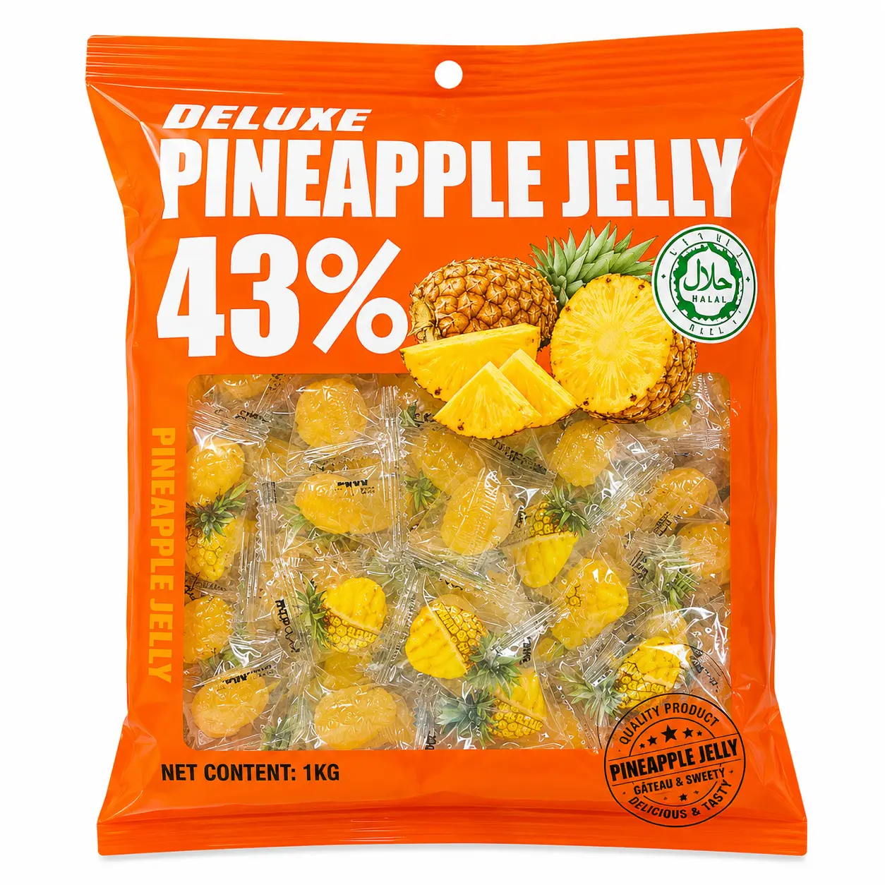 Bala Jelly de Abacaxi — 43% Suco de Fruta
