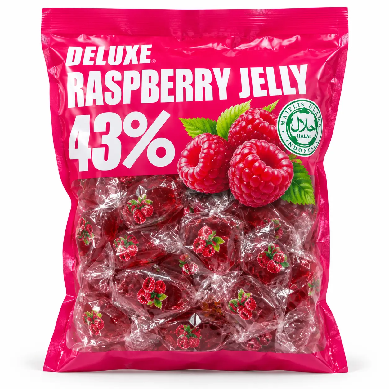 Bala Jelly de Framboesa — 43% Suco de Fruta