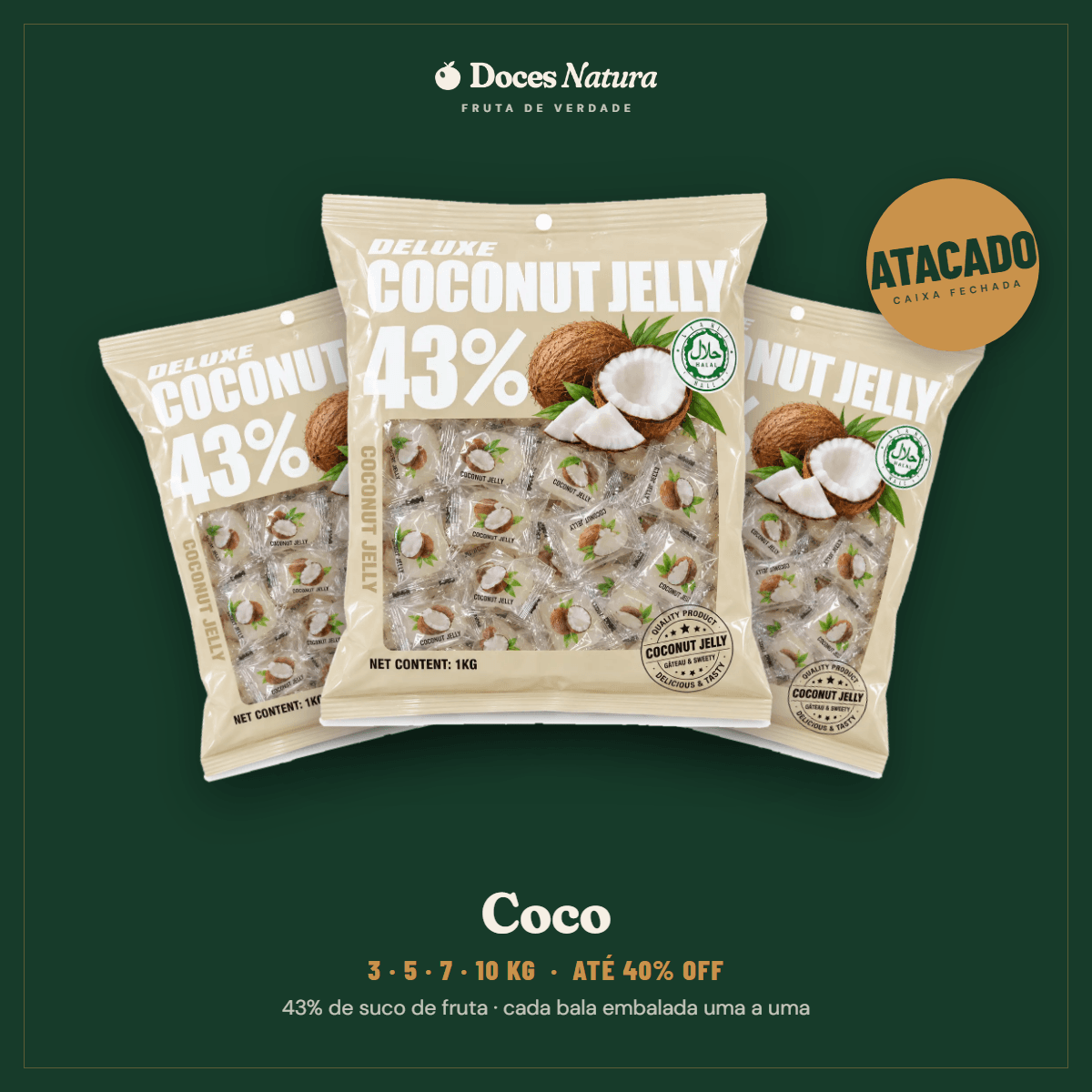 Atacado — Coco · Bala Jelly 43% Suco de Fruta