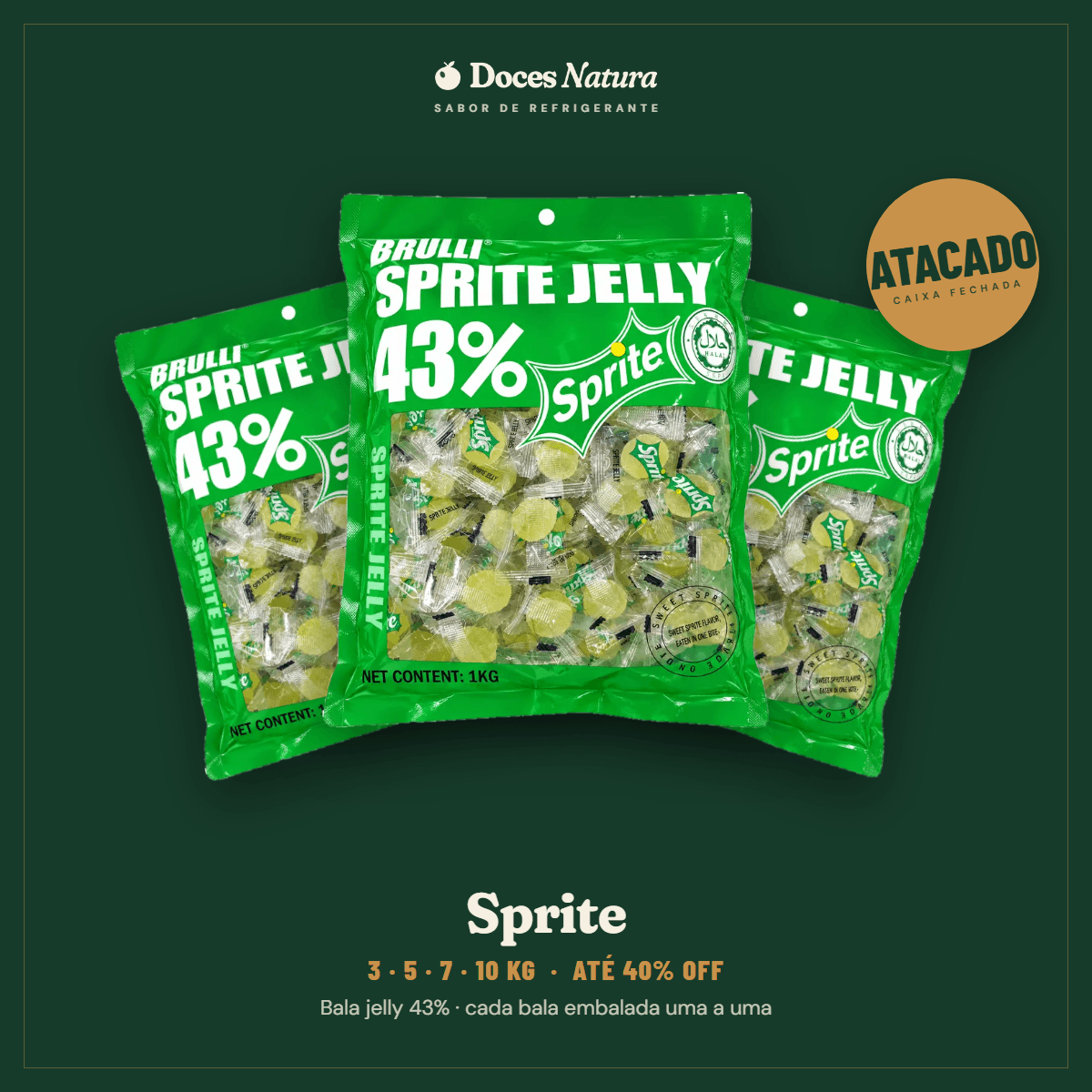 Atacado — Sprite · Bala Jelly Refrigerante 43%