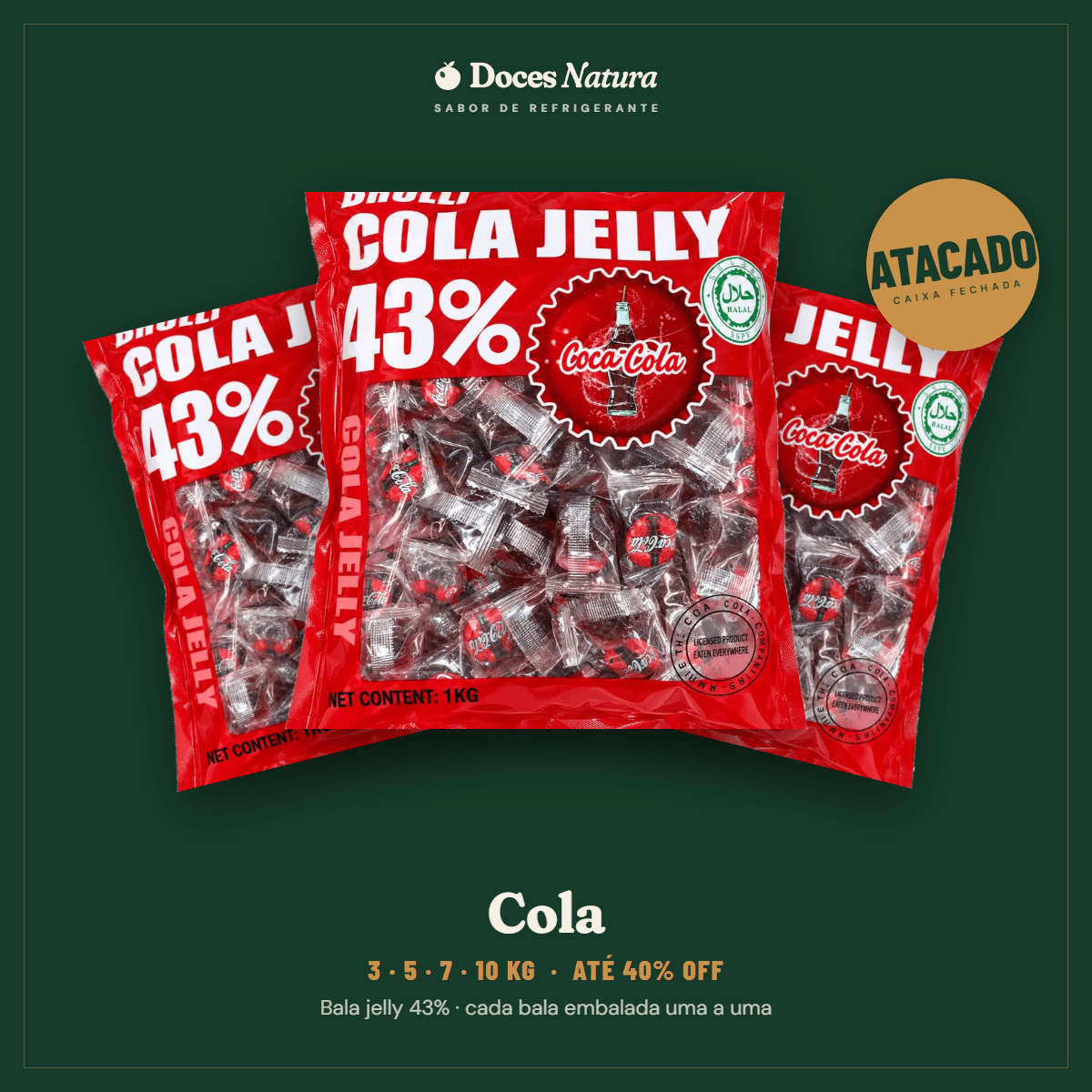 Atacado — Cola · Bala Jelly Refrigerante 43%